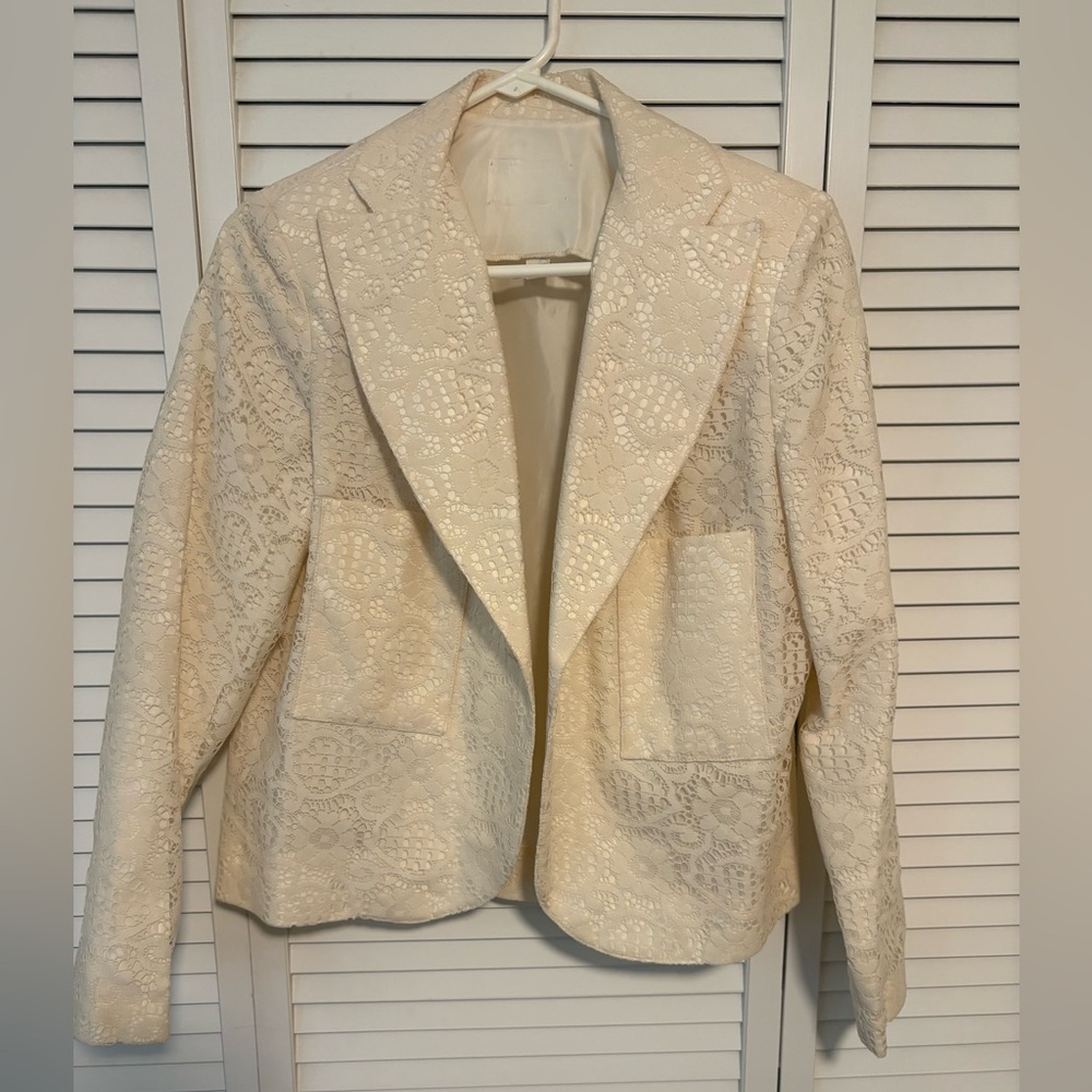 Vintage Women's Cream Lace Blazer Jacket